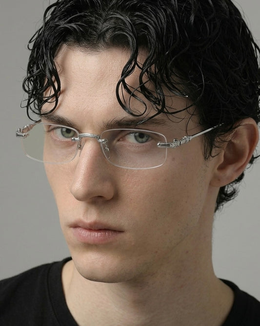 SILVER RIMLESS GLASSES