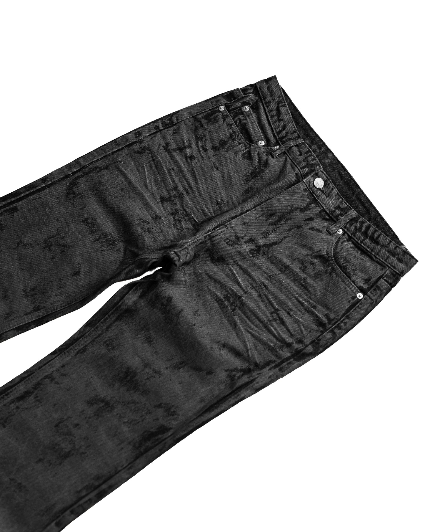 GLOSS BLACK FLARE PANTS