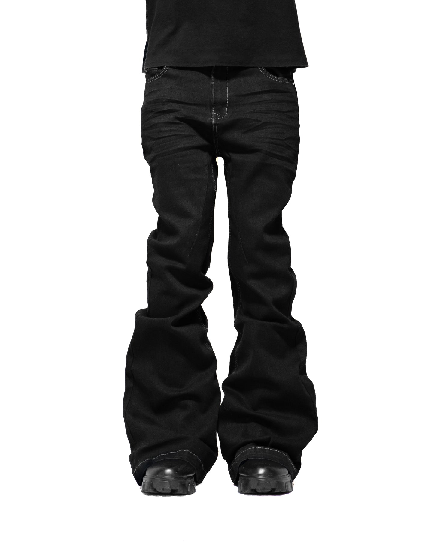 FLARED BLACK STRETCH PANTS