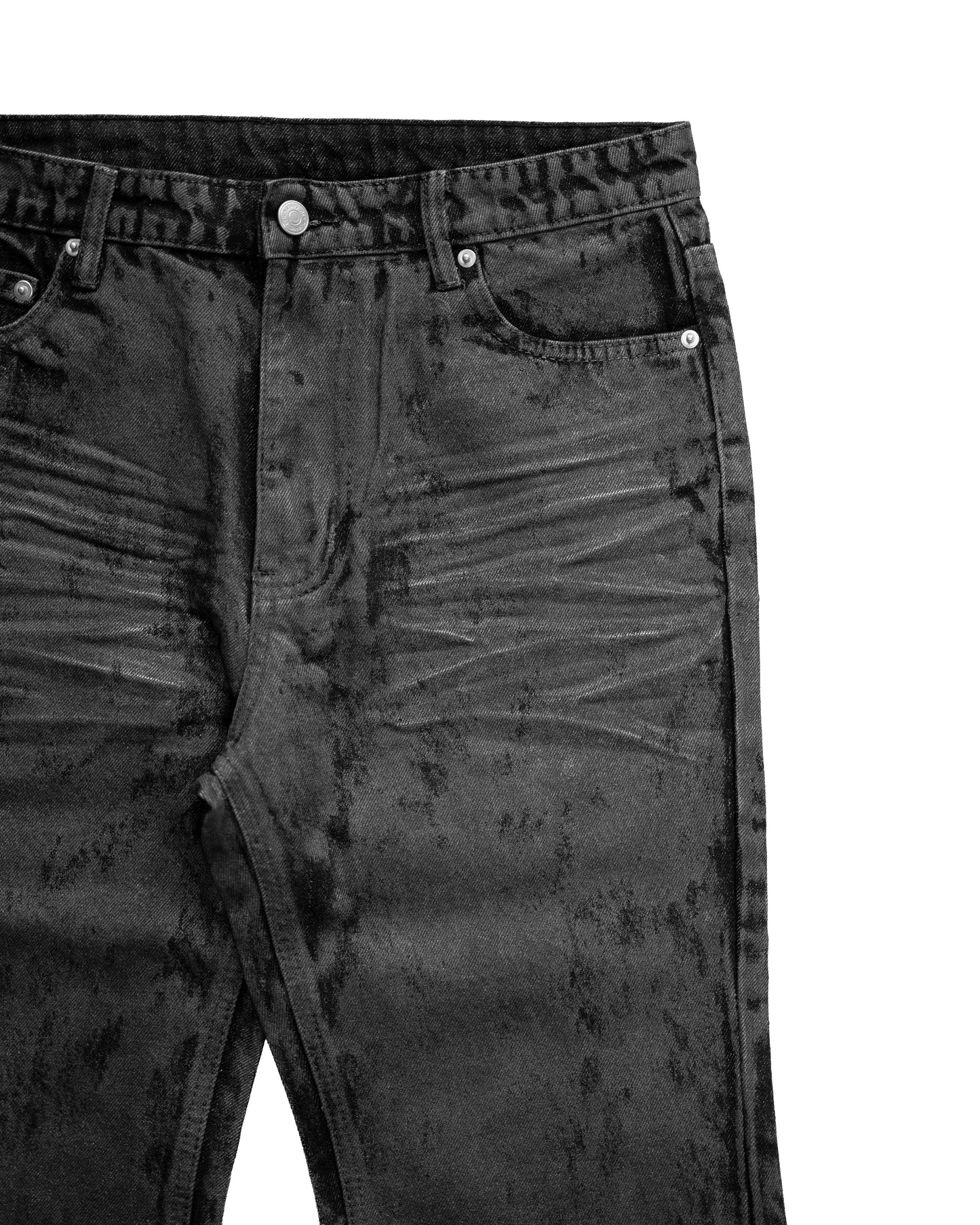 GLOSS BLACK FLARE PANTS