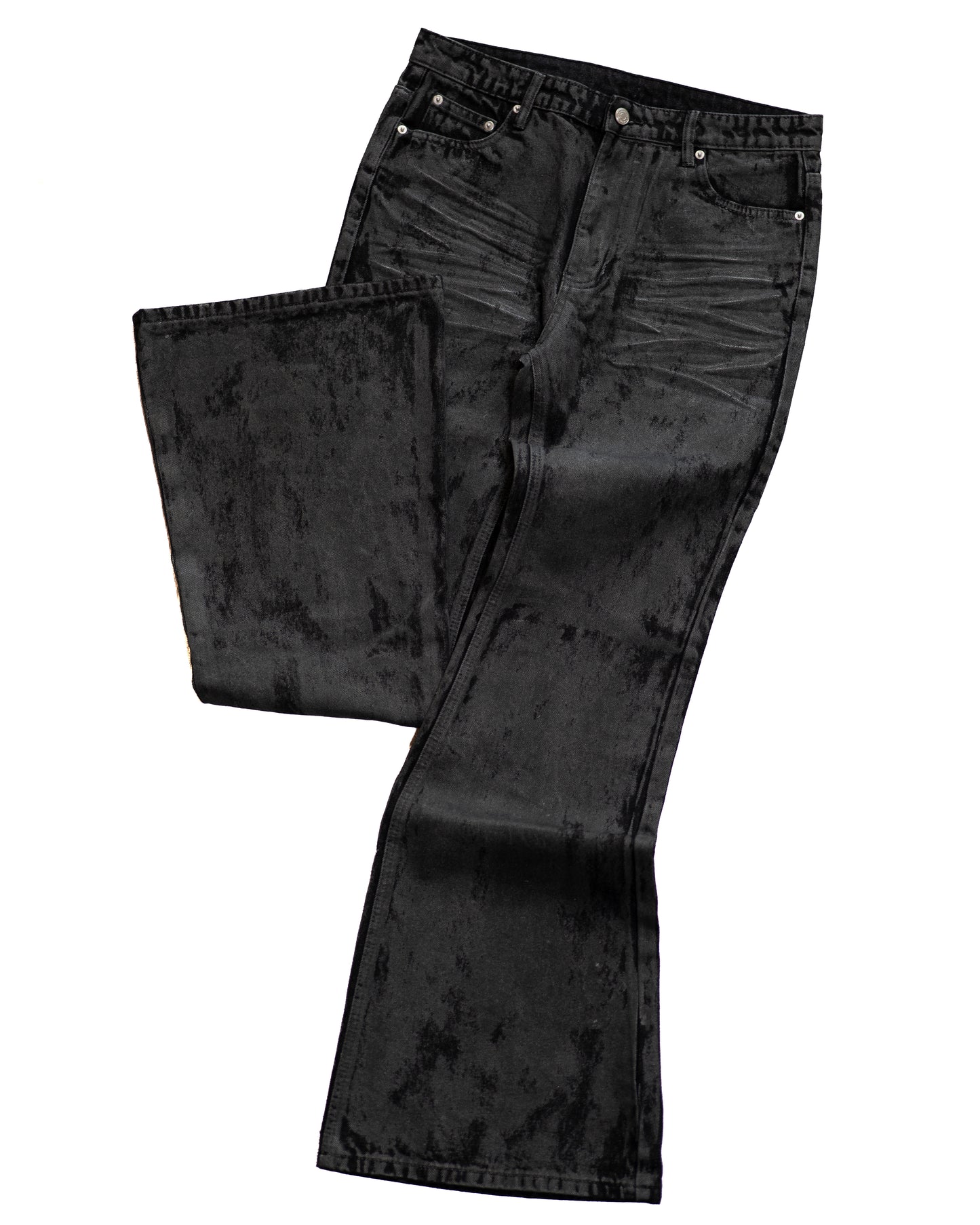 GLOSS BLACK FLARE PANTS