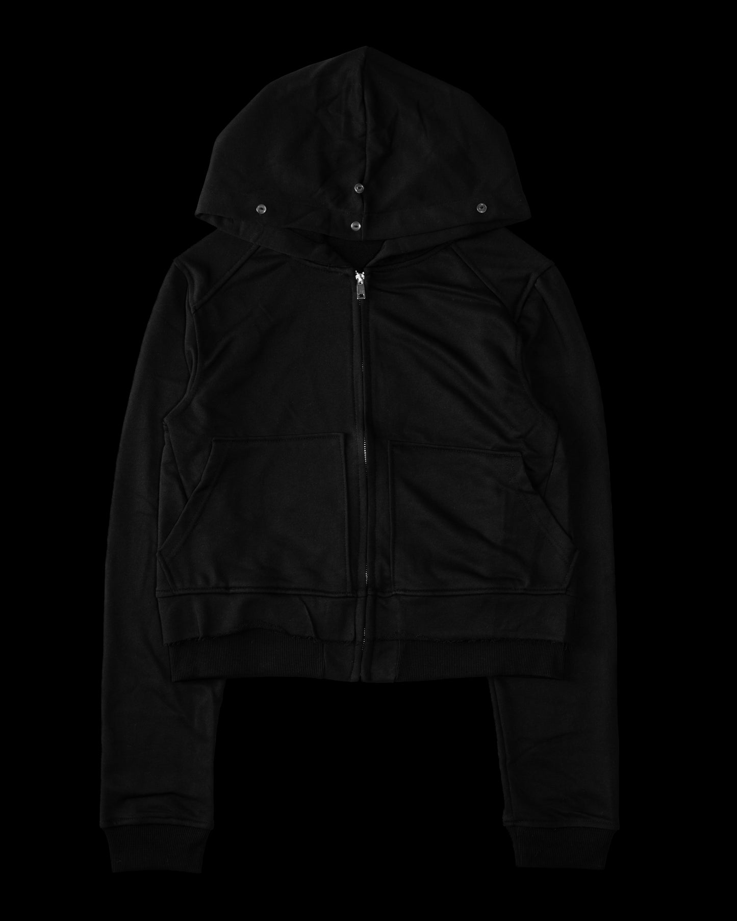 -SET- GLOSS BLACK FLARE PANTS & CROPPED FUR BLACK HOODIE