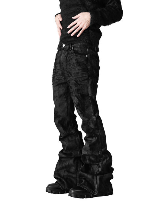 GLOSS BLACK FLARE PANTS