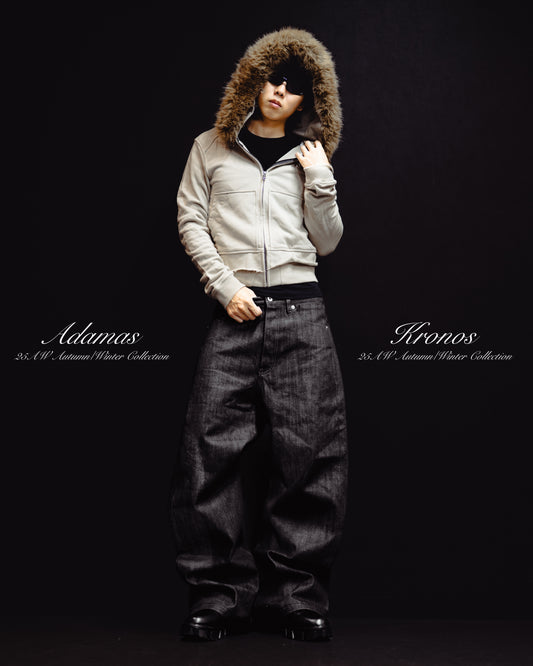 “CROPPED FUR BEIGE HOODIE”