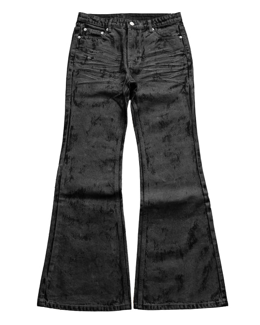 GLOSS BLACK FLARE PANTS