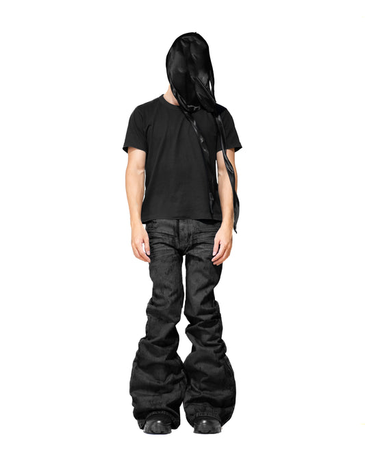GLOSS BLACK FLARE PANTS