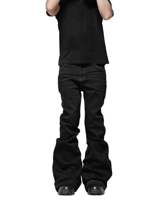 FLARED BLACK STRETCH PANTS