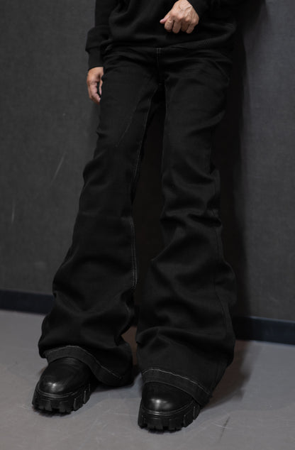 FLARED BLACK STRETCH PANTS