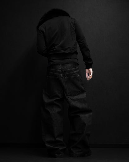 “VOLUME SHAPED WIDE BLACK DENIM”