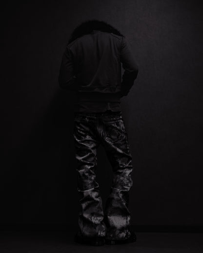 GLOSS BLACK FLARE PANTS