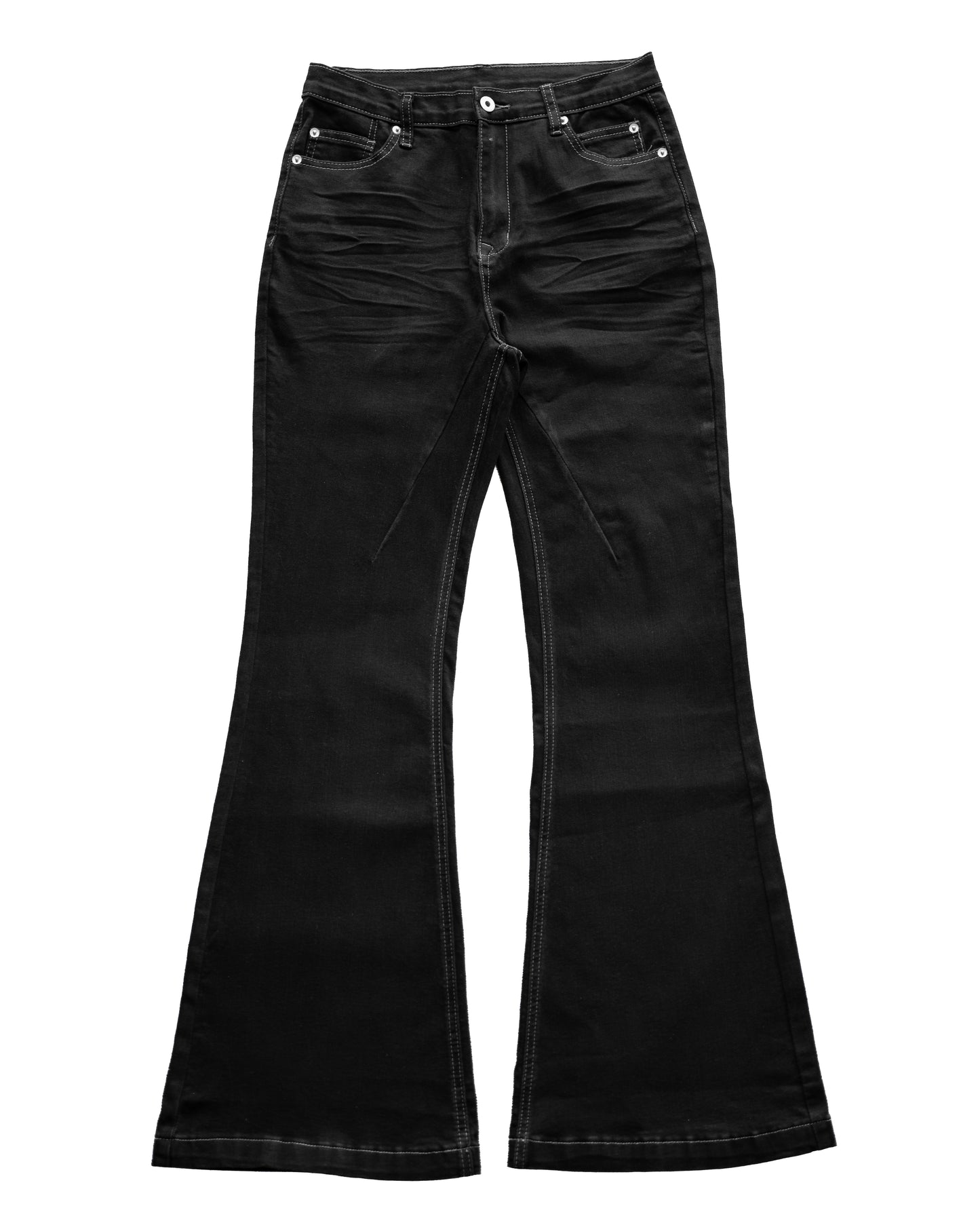 FLARED BLACK STRETCH PANTS