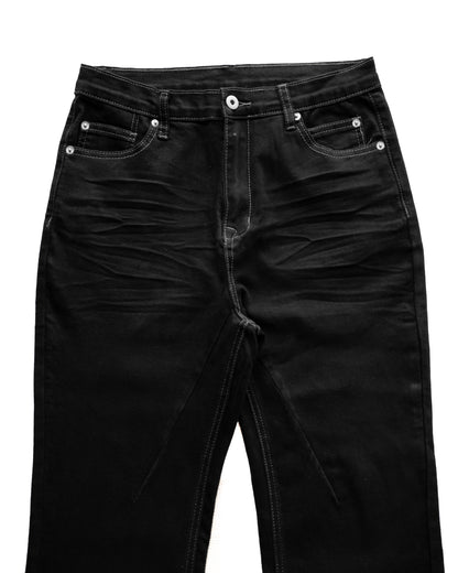 FLARED BLACK STRETCH PANTS