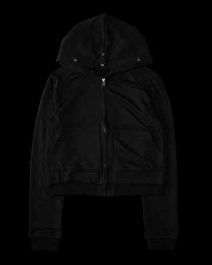 -SET- GLOSS BLACK FLARE PANTS & CROPPED FUR BLACK HOODIE