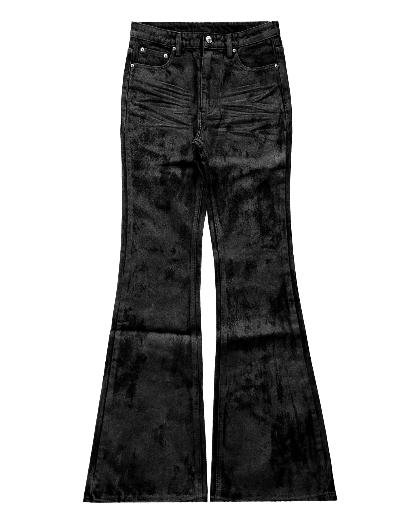 GLOSS BLACK FLARE PANTS
