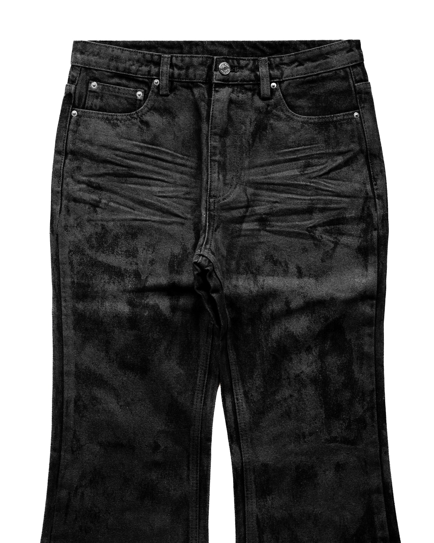 GLOSS BLACK FLARE PANTS