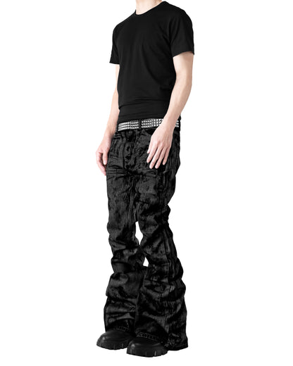 GLOSS BLACK FLARE PANTS
