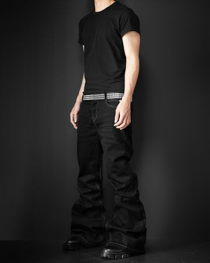 FLARED BLACK STRETCH PANTS