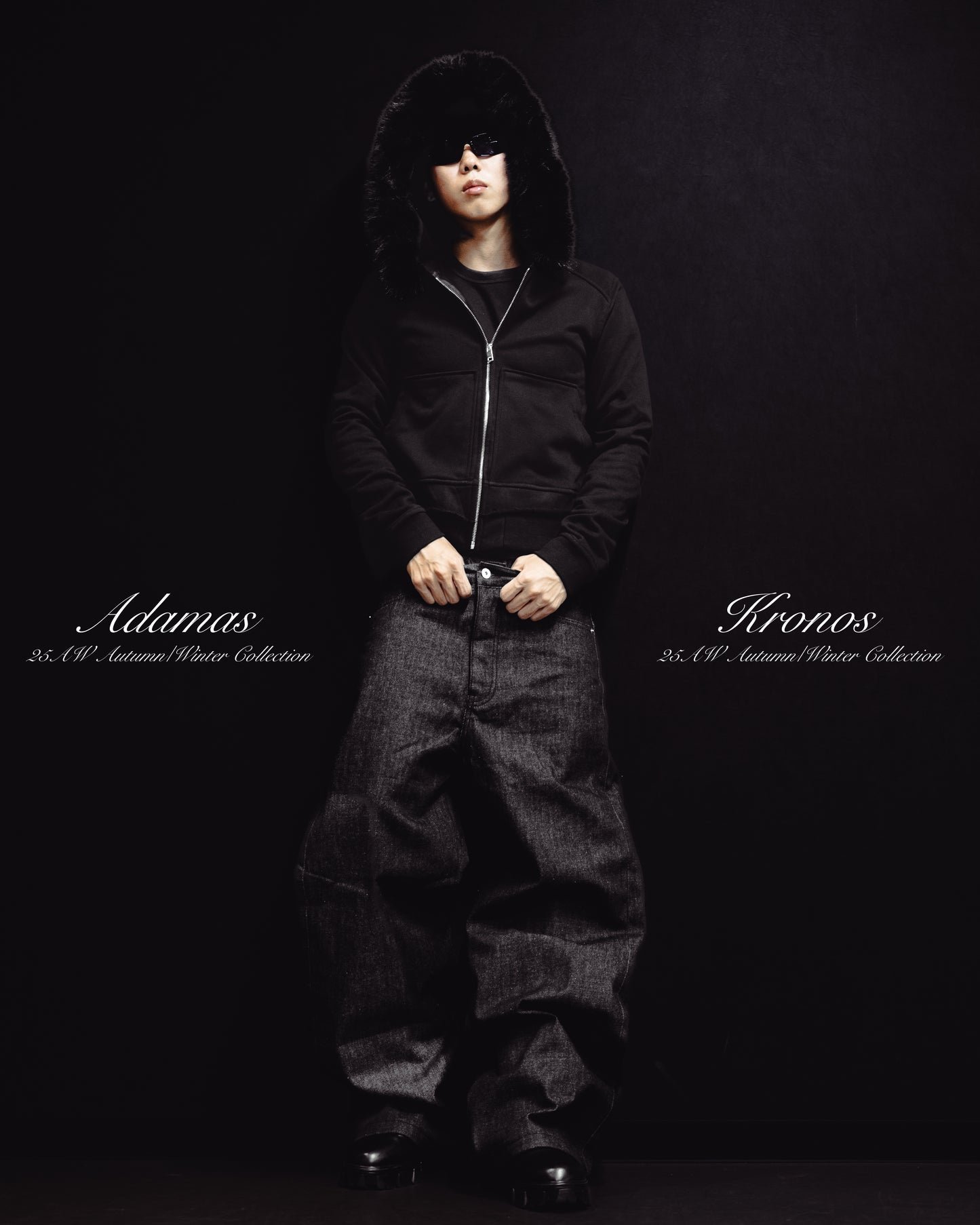 “CROPPED FUR BLACK HOODIE”