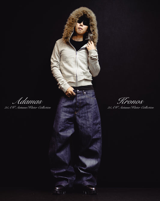 “CROPPED FUR BEIGE HOODIE”