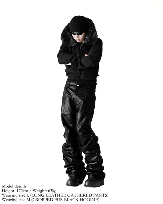 LONG LEATHER GATHERED PANTS
